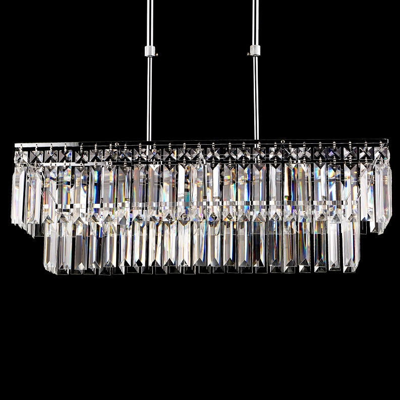 Luxury Radiant Prismatic Clear Crystal 3-Light Pendant Light in Chrome - 
