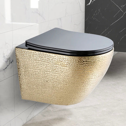 Luxury Round Wall-Mount Toilet Rimless Flushing Ceramic - Homary