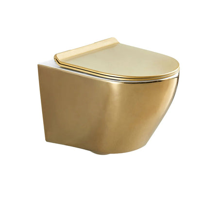 Luxury Round Wall-Mounted Toilet Rimless Flushing Ceramic - 