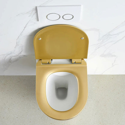 Luxury Round Wall-Mounted Toilet Rimless Flushing Ceramic - 