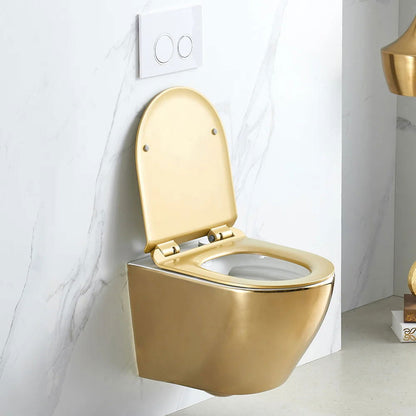 Luxury Round Wall-Mounted Toilet Rimless Flushing Ceramic - 