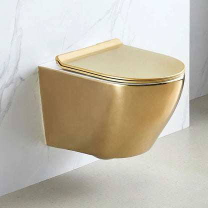 Luxury Round Wall-Mounted Toilet Rimless Flushing Ceramic - 