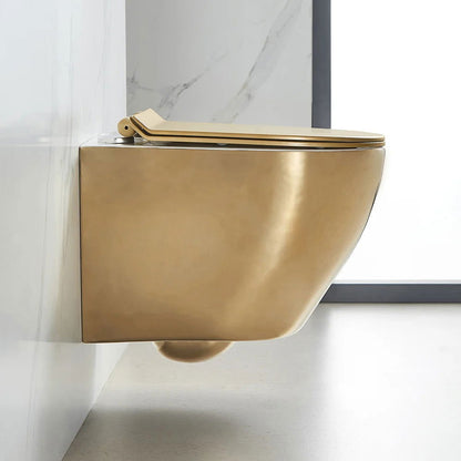 Luxury Round Wall-Mounted Toilet Rimless Flushing Ceramic - 