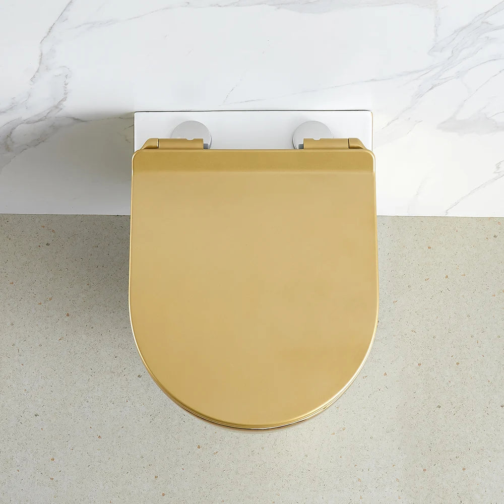 Luxury Round Wall-Mounted Toilet Rimless Flushing Ceramic - 