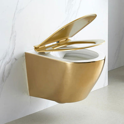 Luxury Round Wall-Mounted Toilet Rimless Flushing Ceramic - Homary