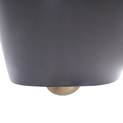 Luxury Round Wall-Mounted Toilet Rimless Flushing Ceramic in Black & Gold Rim - 