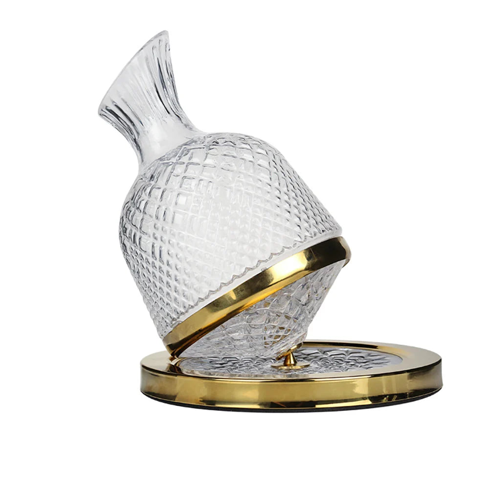 Luxury Tumbler Wine Decanter 360 Rotating Hand-Carved Diamond Creative Spin Decanter - 