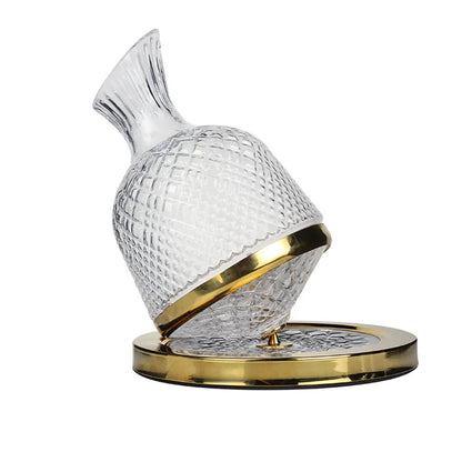 Luxury Tumbler Wine Decanter 360 Rotating Hand-Carved Diamond Creative Spin Decanter - 