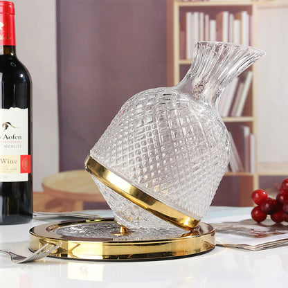 Luxury Tumbler Wine Decanter 360 Rotating Hand-Carved Diamond Creative Spin Decanter - 