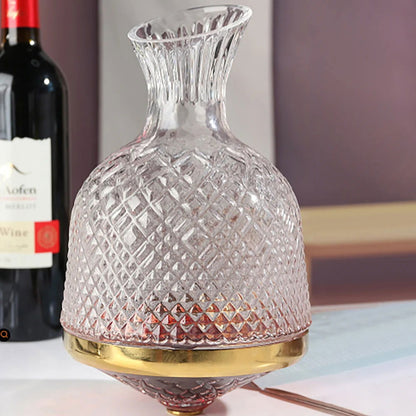Luxury Tumbler Wine Decanter 360 Rotating Hand-Carved Diamond Creative Spin Decanter - 