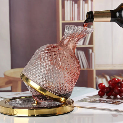 Luxury Tumbler Wine Decanter 360 Rotating Hand-Carved Diamond Creative Spin Decanter - Homary
