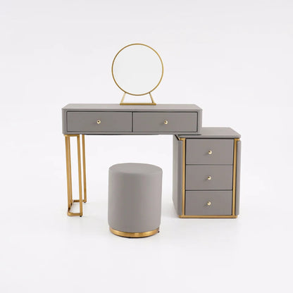 Makeup Vanity Set with Drawers Retractable Dressing Table Stool & Mirror Included - Homary