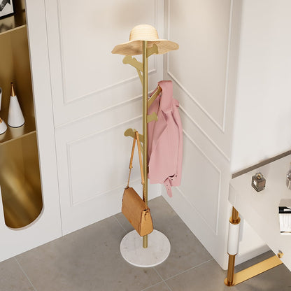 Marble Freestanding Clothing Rack Gold with Hooks for Bedroom - 