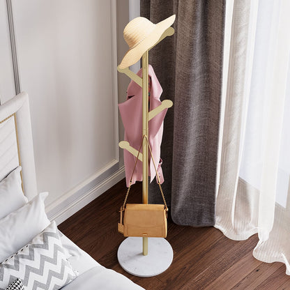 Marble Freestanding Clothing Rack Gold with Hooks for Bedroom - 