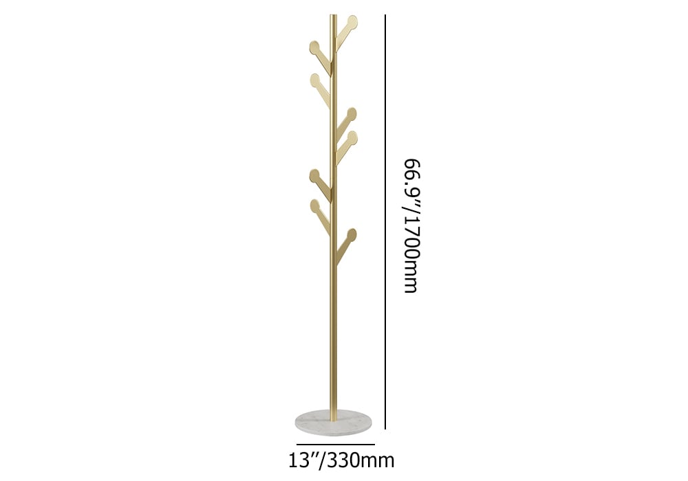Marble Freestanding Clothing Rack Gold with Hooks for Bedroom - 