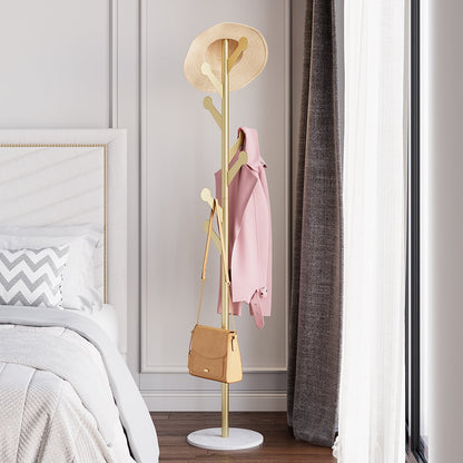 Marble Freestanding Clothing Rack Gold with Hooks for Bedroom - 