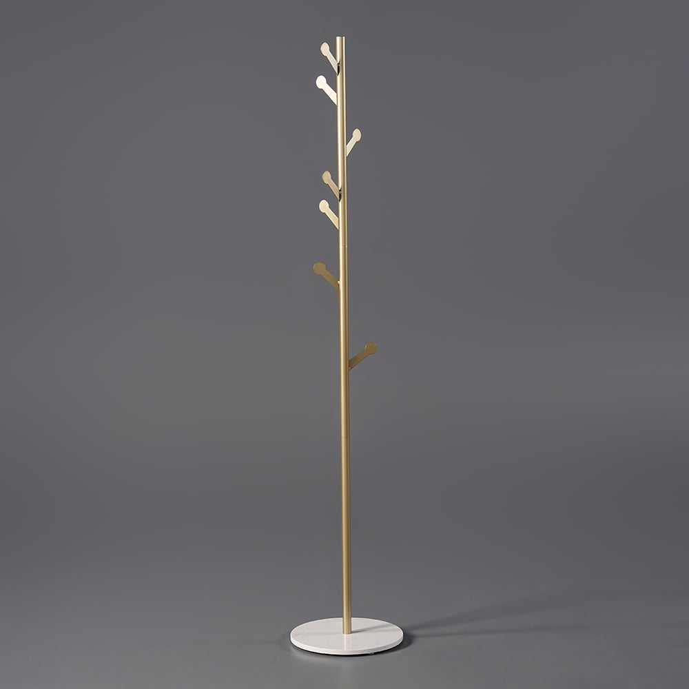 Marble Freestanding Clothing Rack Gold with Hooks for Bedroom - 