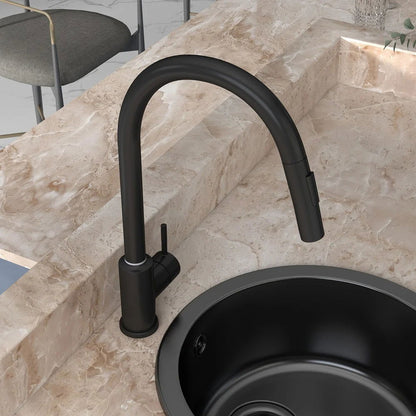 Matte Black Touch Kitchen Faucet Stainless Steel Pull Out Spray Single Handle - Homary