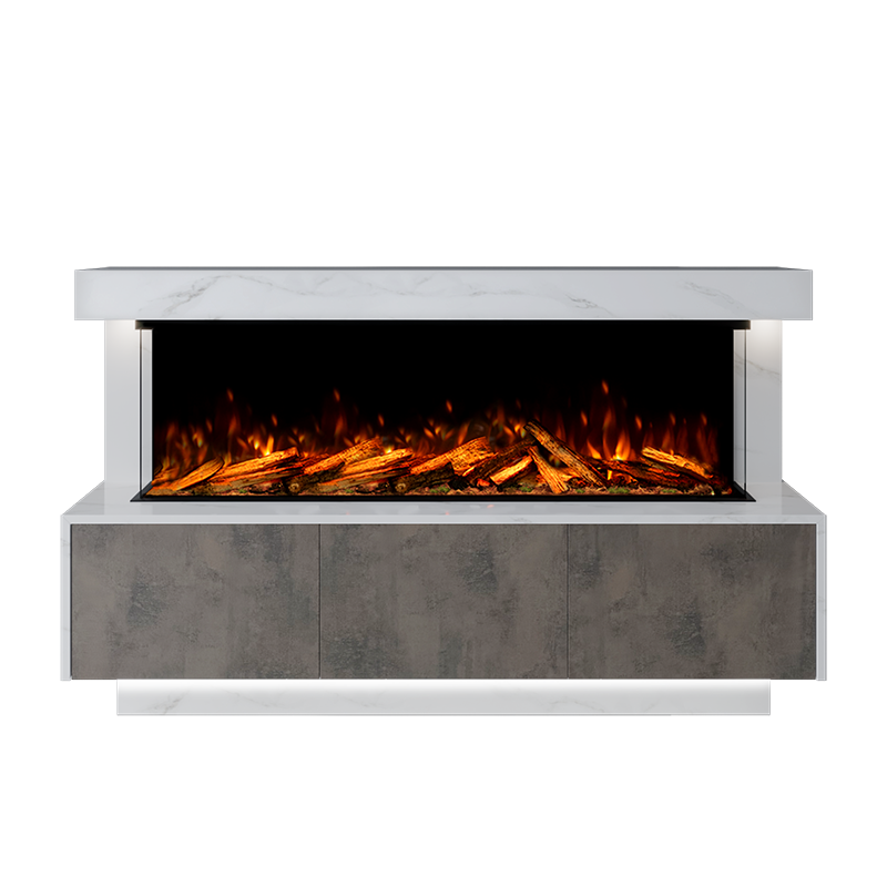 Geneva Suite 1500 3D Panoramic Marble Electric Fireplace - Bespoke Fireplace