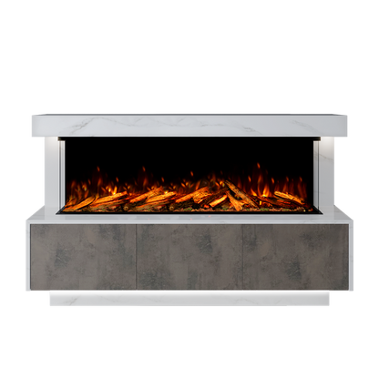 Geneva Suite 1500 3D Panoramic Marble Electric Fireplace - Bespoke Fireplace