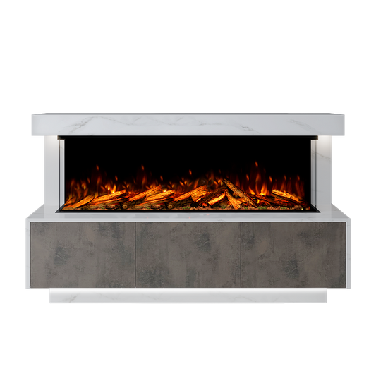 Geneva Suite 1500 3D Panoramic Marble Electric Fireplace - Bespoke Fireplace