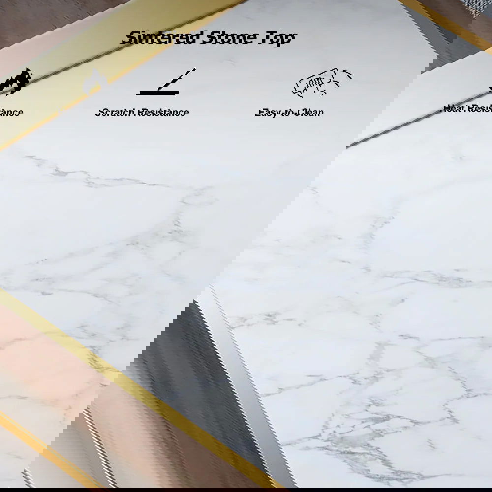 Mella 2200mm TV Stand with Storage White Faux Marble Top 3 Drawers Media Console for TVs - 