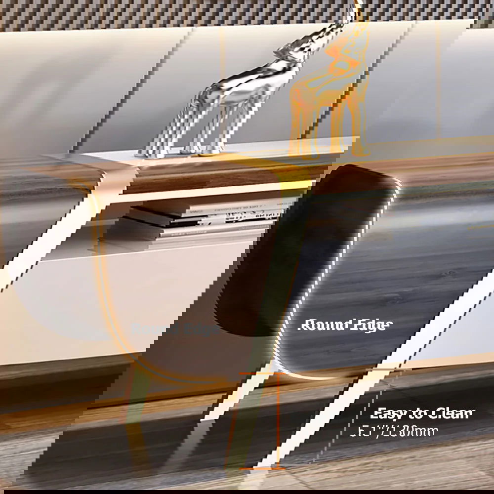 Mella 2200mm TV Stand with Storage White Faux Marble Top 3 Drawers Media Console for TVs - Homary