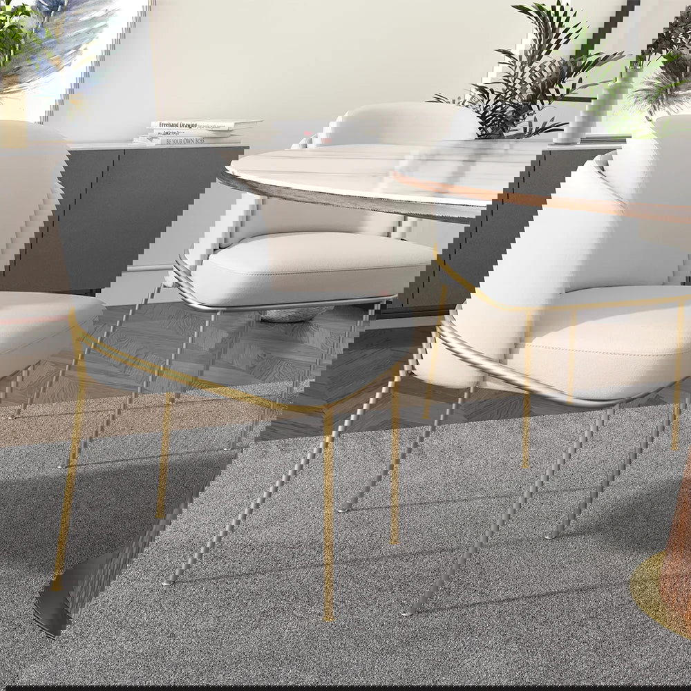 Mid-Century Modern 7 Piece Dining Room Sets 1200mm Round Dining Table White 6 Chairs - 