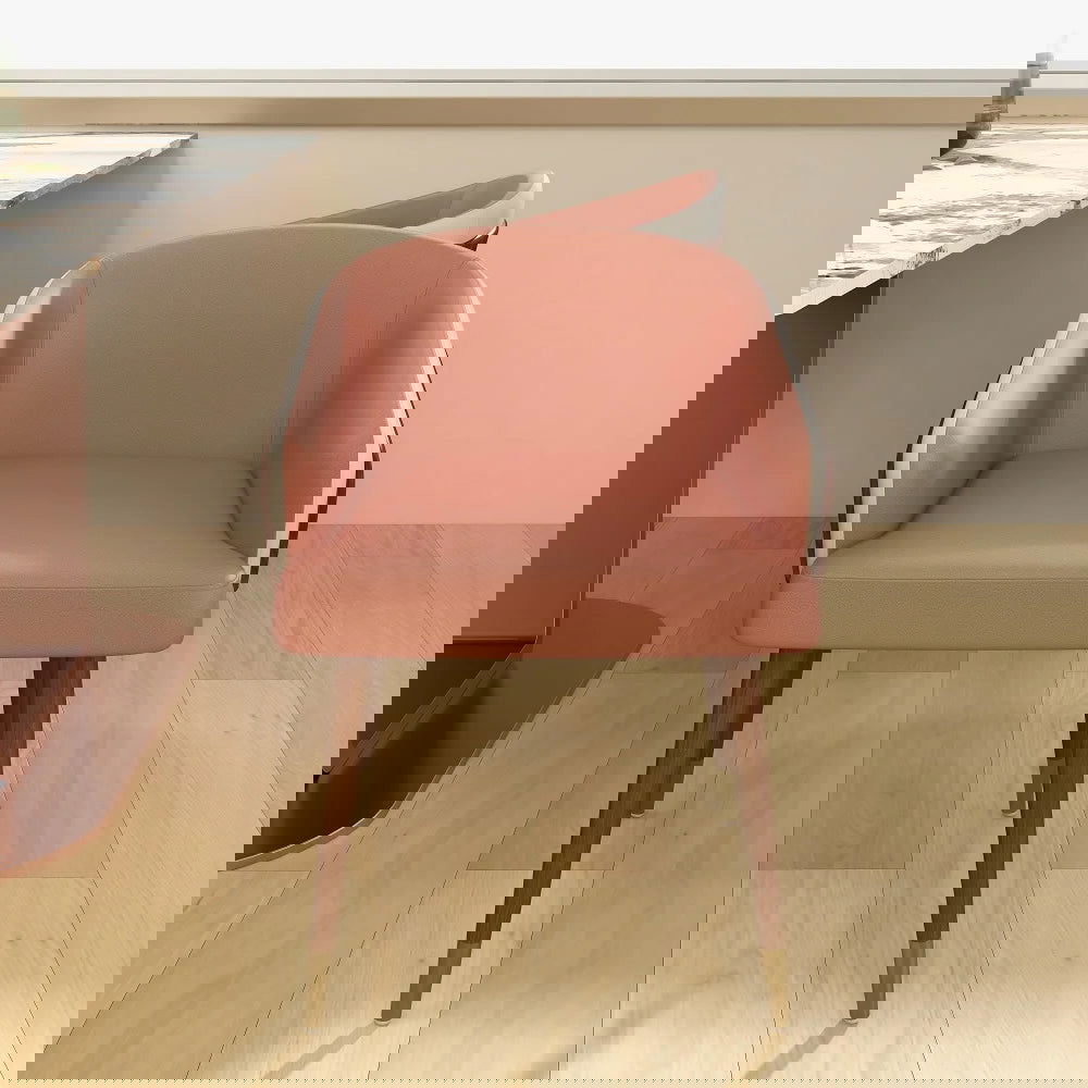 Mid-Century Modern Dining Chair Single Arm Chair Upholstered Leath-Aire - 