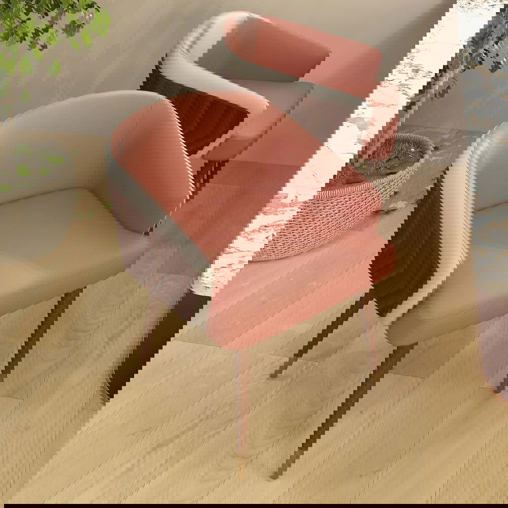 Mid-Century Modern Dining Chair Single Arm Chair Upholstered Leath-Aire - 