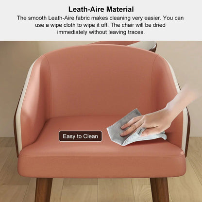 Mid-Century Modern Dining Chair Single Arm Chair Upholstered Leath-Aire - 