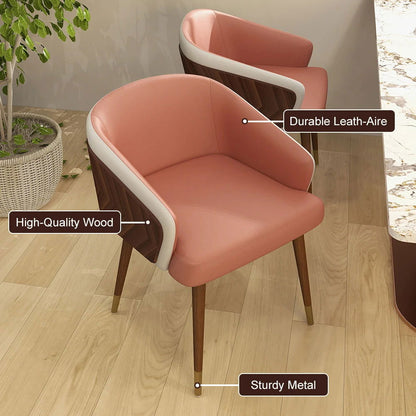 Mid-Century Modern Dining Chair Single Arm Chair Upholstered Leath-Aire - 