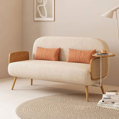 Mid-Century Modern Rattan Daybed Full Sofa Bed Convertible Sleeper Lounge Chair Folding - 
