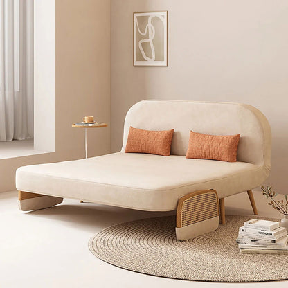 Mid-Century Modern Rattan Daybed Full Sofa Bed Convertible Sleeper Lounge Chair Folding - Homary