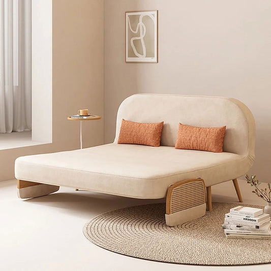 Mid-Century Modern Rattan Daybed Full Sofa Bed Convertible Sleeper Lounge Chair Folding - Homary