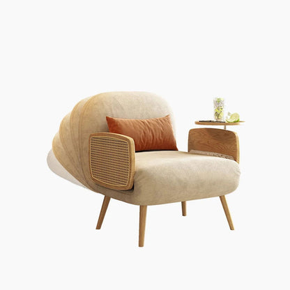 Mid-Century Modern Rattan Daybed Single Sofa Bed Convertible Sleeper Lounge Chair - 