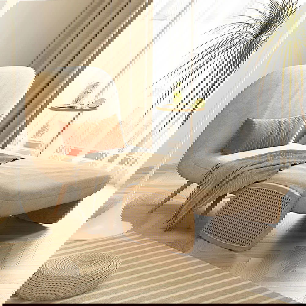 Mid-Century Modern Rattan Daybed Single Sofa Bed Convertible Sleeper Lounge Chair - Homary