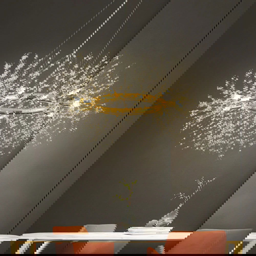 Mid Century Modern 12-Light Crystal Firework Sputnik Chandelier Pendant Ceiling Light - 