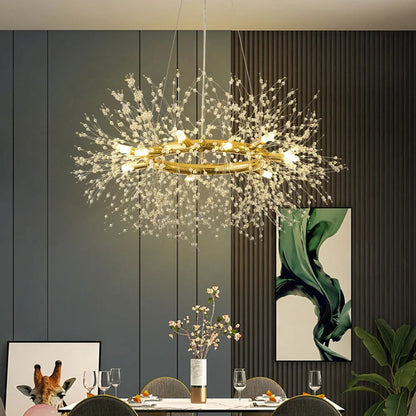 Mid Century Modern 12-Light Crystal Firework Sputnik Chandelier Pendant Ceiling Light - 