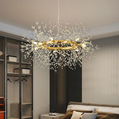 Mid Century Modern 12-Light Crystal Firework Sputnik Chandelier Pendant Ceiling Light - 