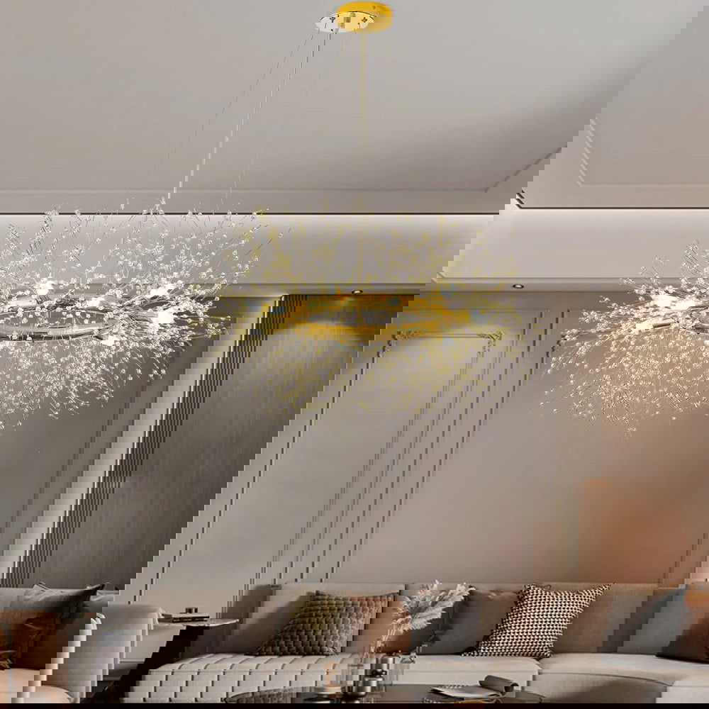 Mid Century Modern 12-Light Crystal Firework Sputnik Chandelier Pendant Ceiling Light - 