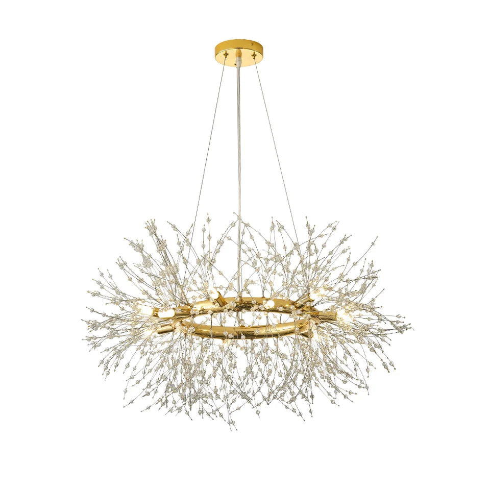 Mid Century Modern 12-Light Crystal Firework Sputnik Chandelier Pendant Ceiling Light - 