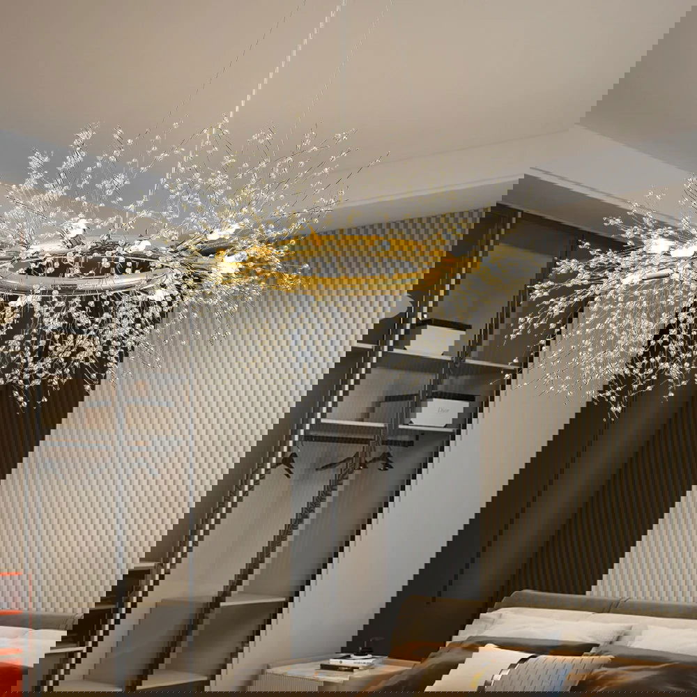 Mid Century Modern 12-Light Crystal Firework Sputnik Chandelier Pendant Ceiling Light - Homary