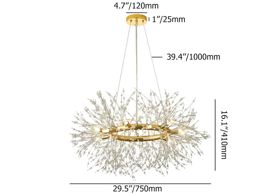 Mid Century Modern 12-Light Crystal Firework Sputnik Chandelier Pendant Ceiling Light - Homary