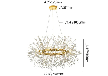 Mid Century Modern 12-Light Crystal Firework Sputnik Chandelier Pendant Ceiling Light - Homary