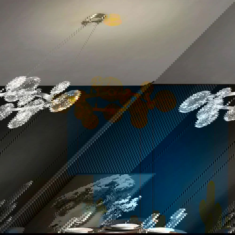 Miglobe Gold 12-Light Glass Globe LED Chandelier with Adjustable Cable - Homary