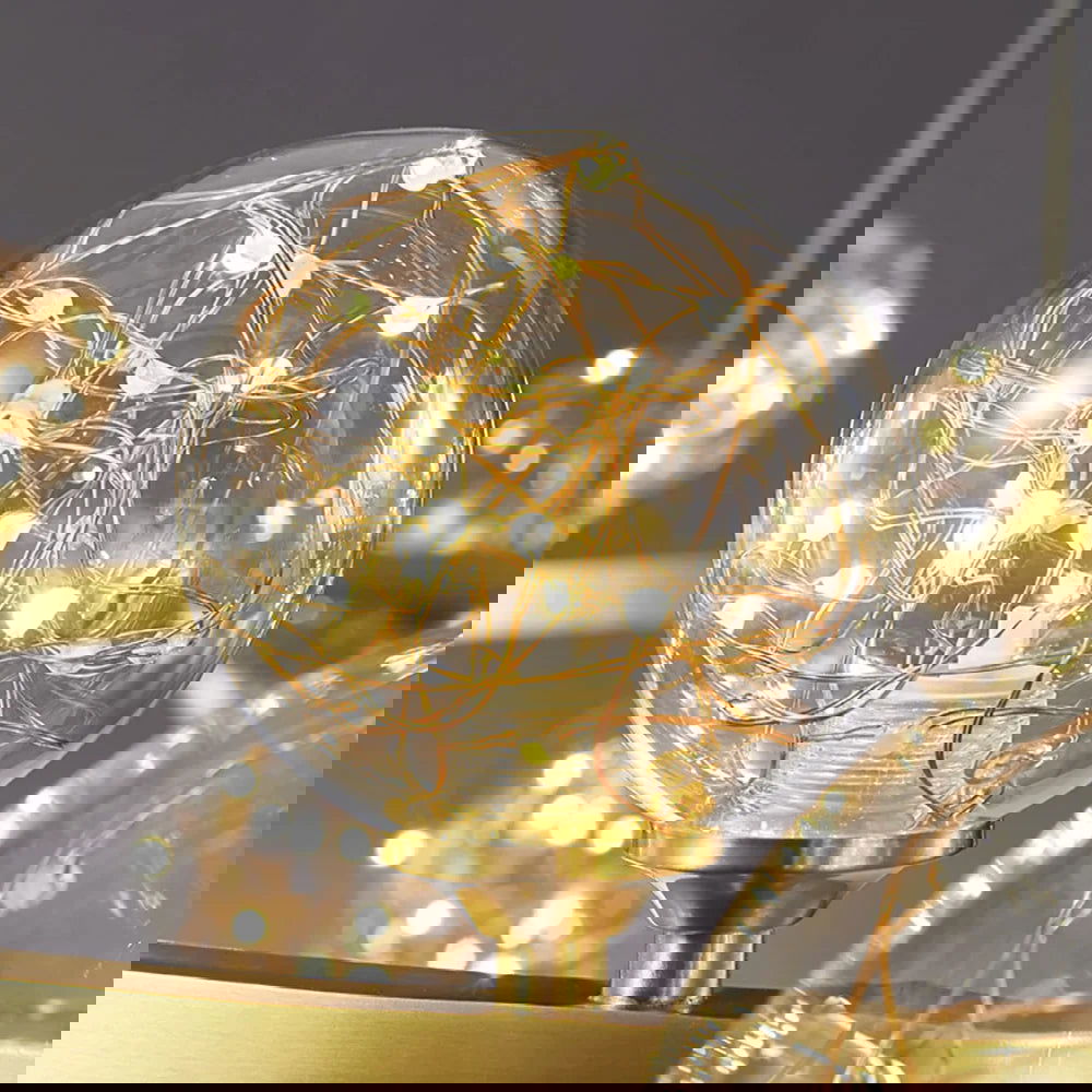 Miglobe Gold 6-Light Glass Globe LED Chandelier with Adjustable Cable - 