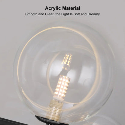 Minimalist 7-Light Glass Globe Shade Black Kitchen Island Light for Dining Room - 