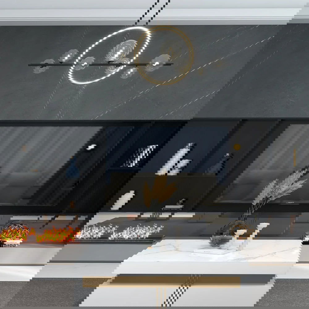 Minimalist 7-Light Glass Globe Shade Black Kitchen Island Light for Dining Room - 