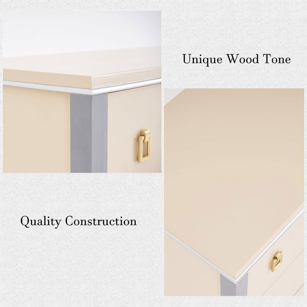 Minimalist Champagne Dresser Chest of 6 Drawers Cabinet in Gold - 